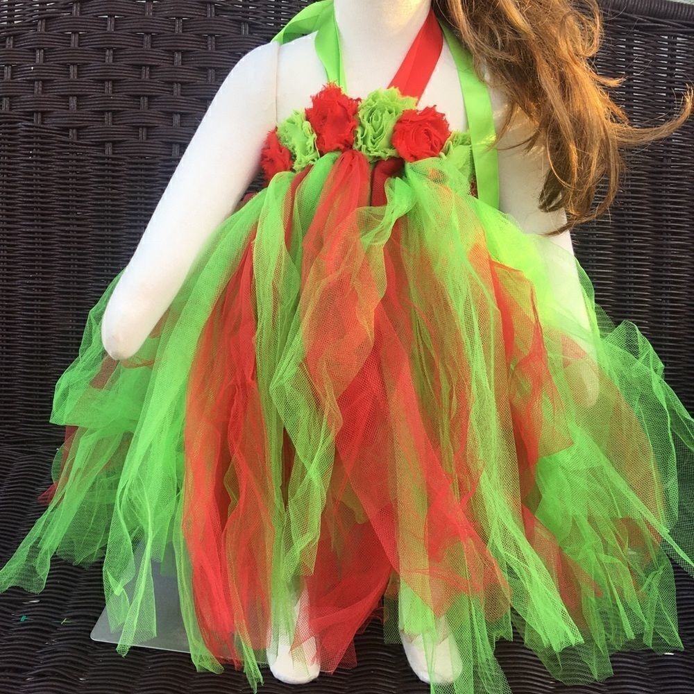 New Tutu & lulu handmade tule green & red dress